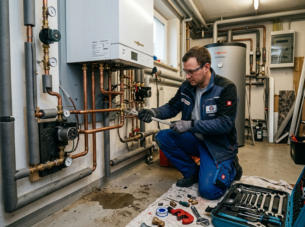 SHK-Monteur im Einsatz